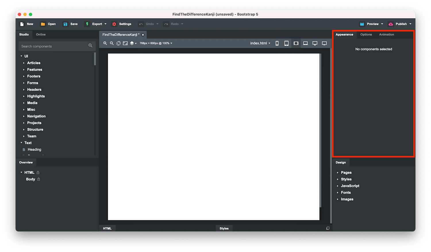 【Bootstrap Studio】基本的な使い方 3PySci