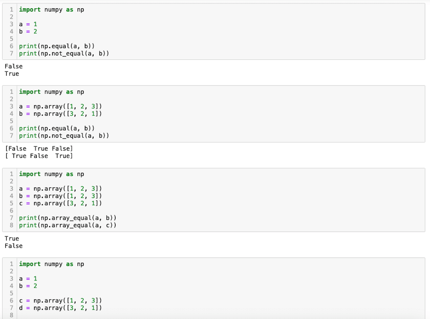 numpy-equal-not-equal-array-equal-greater-greater-equal