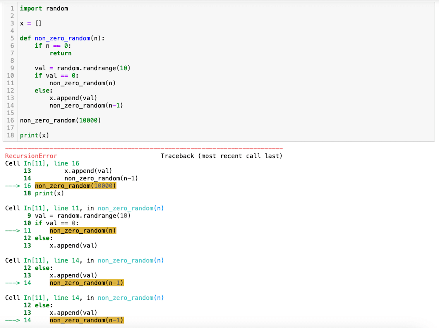 【Python基礎】再帰処理を大量に行った場合に出る「RecursionError: maximum recursion depth ...